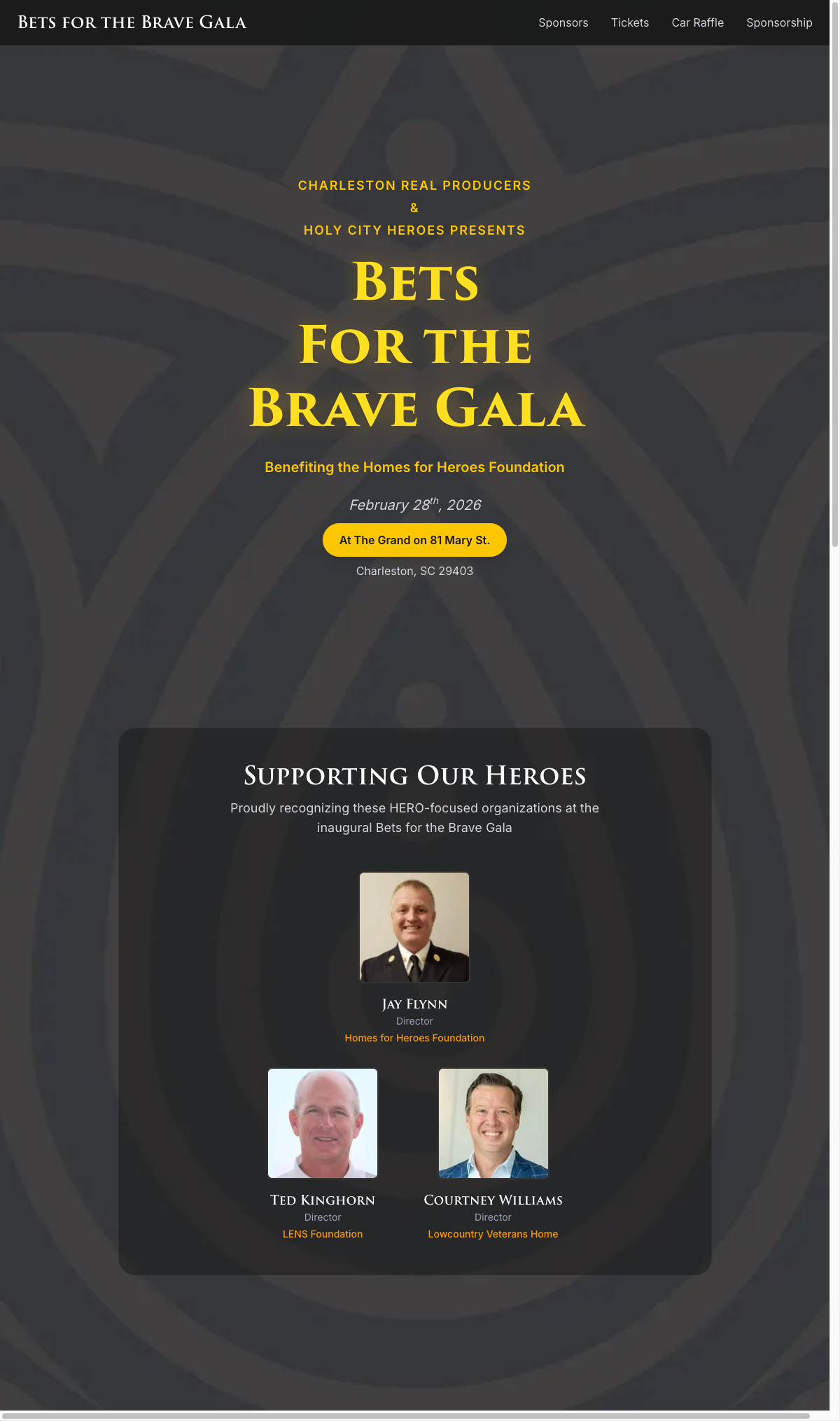 Bets for the Brave Gala website