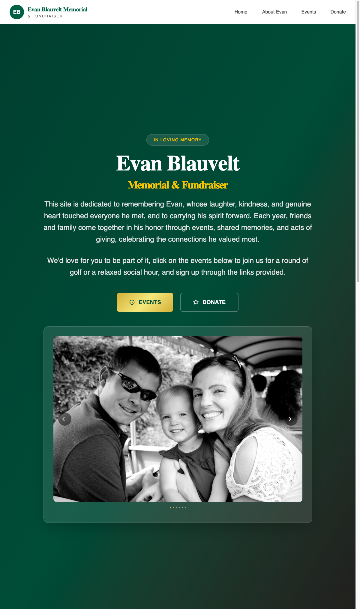 Evan Blauvelt Memorial website