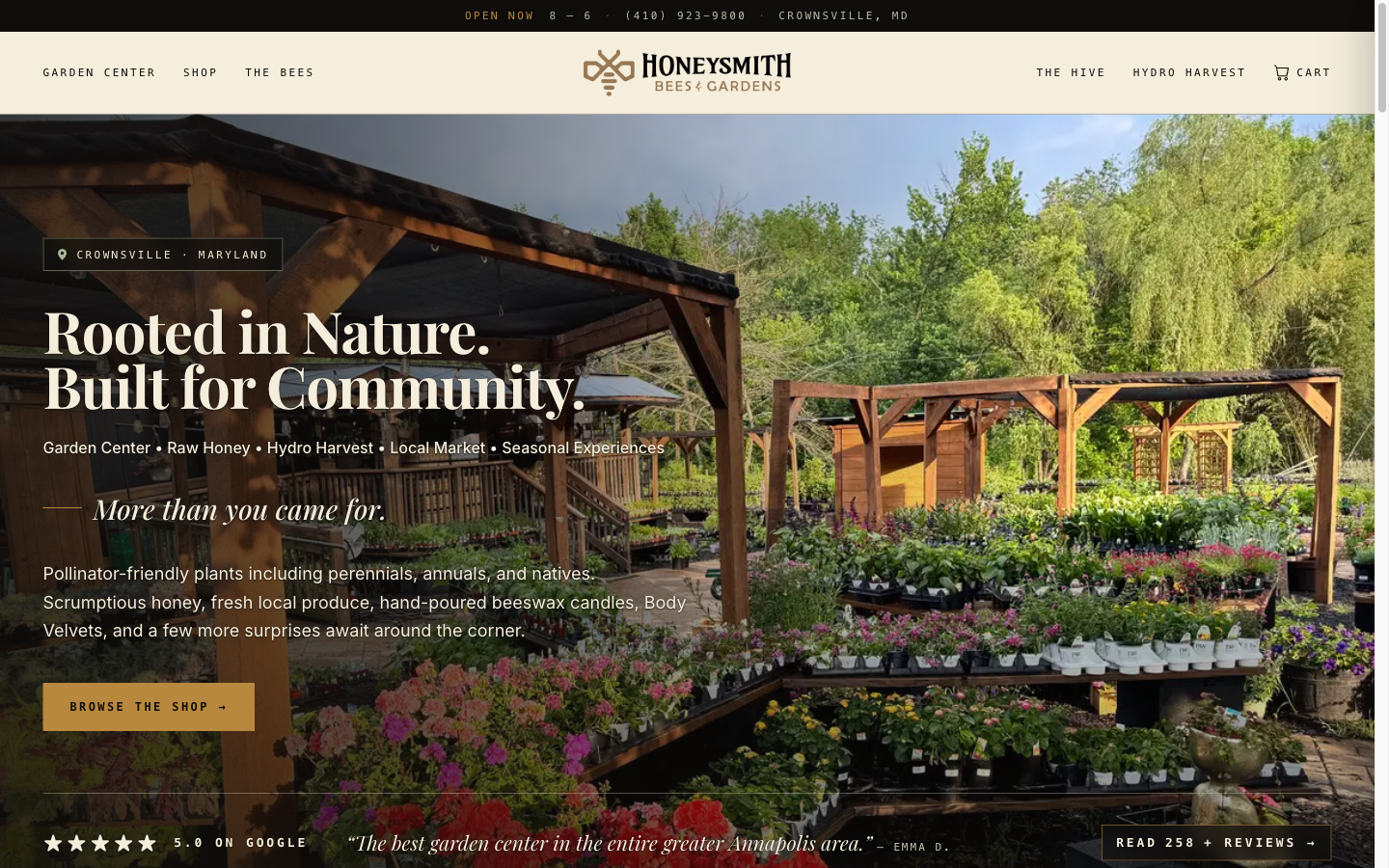 Honeysmith Bees & Gardens homepage