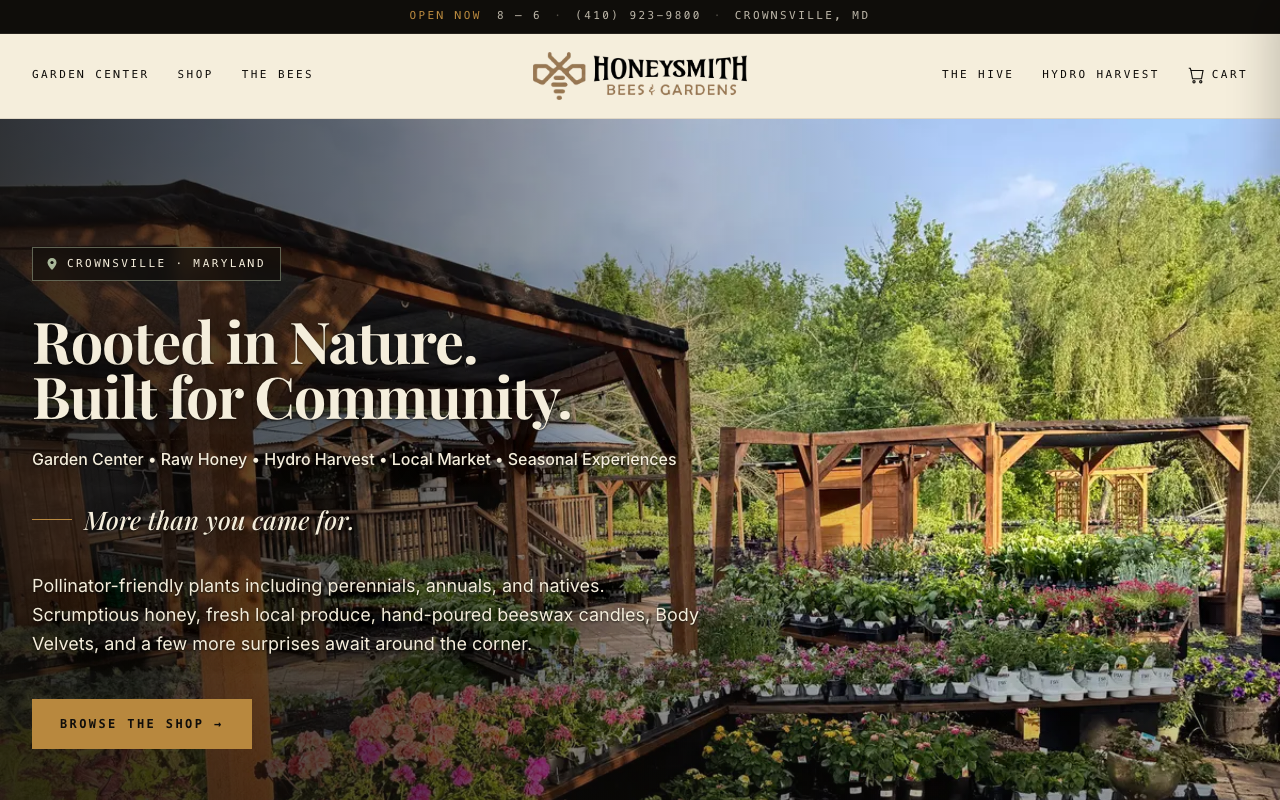 Honeysmith Bees & Gardens website